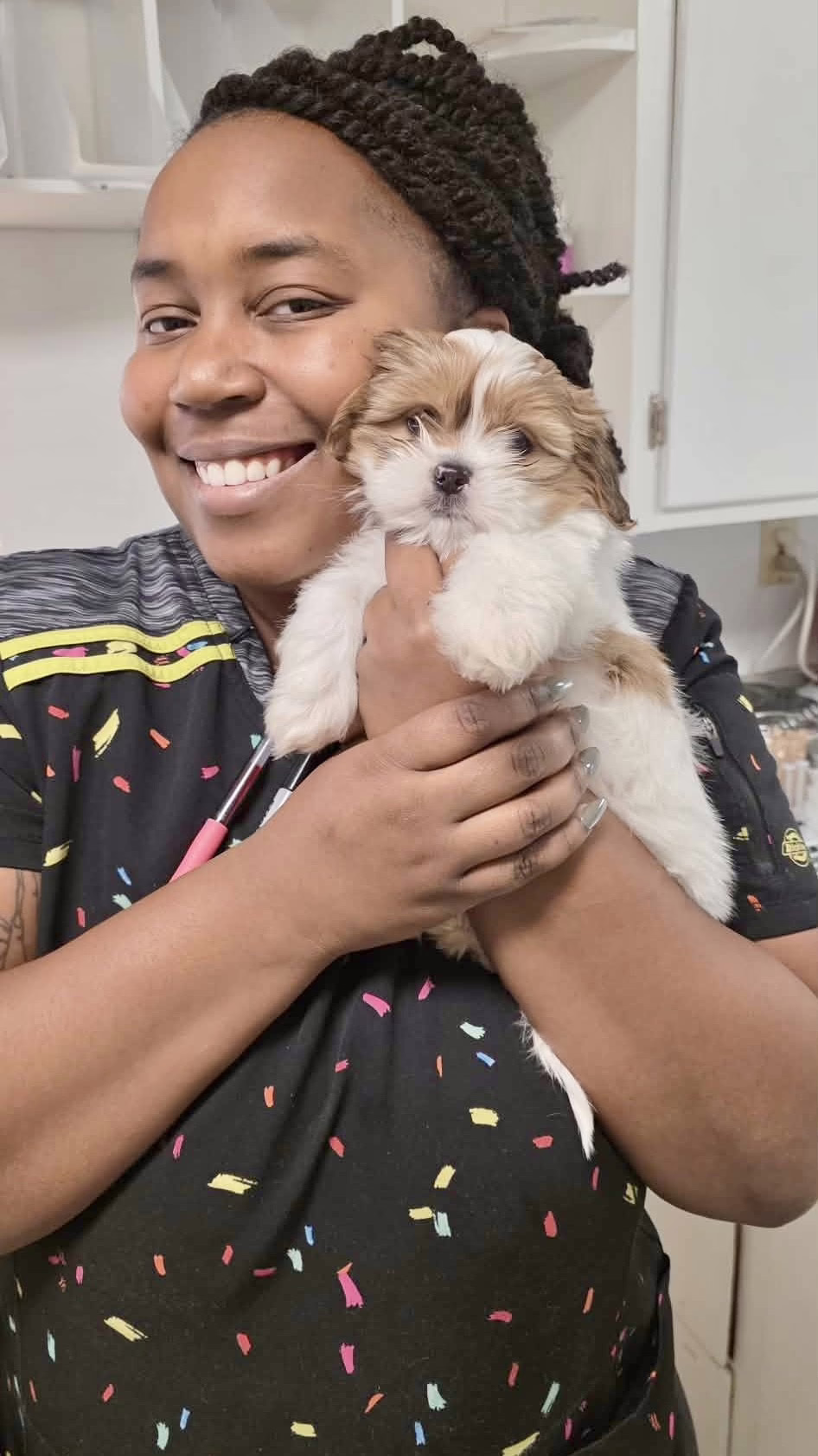 Staff with small dog