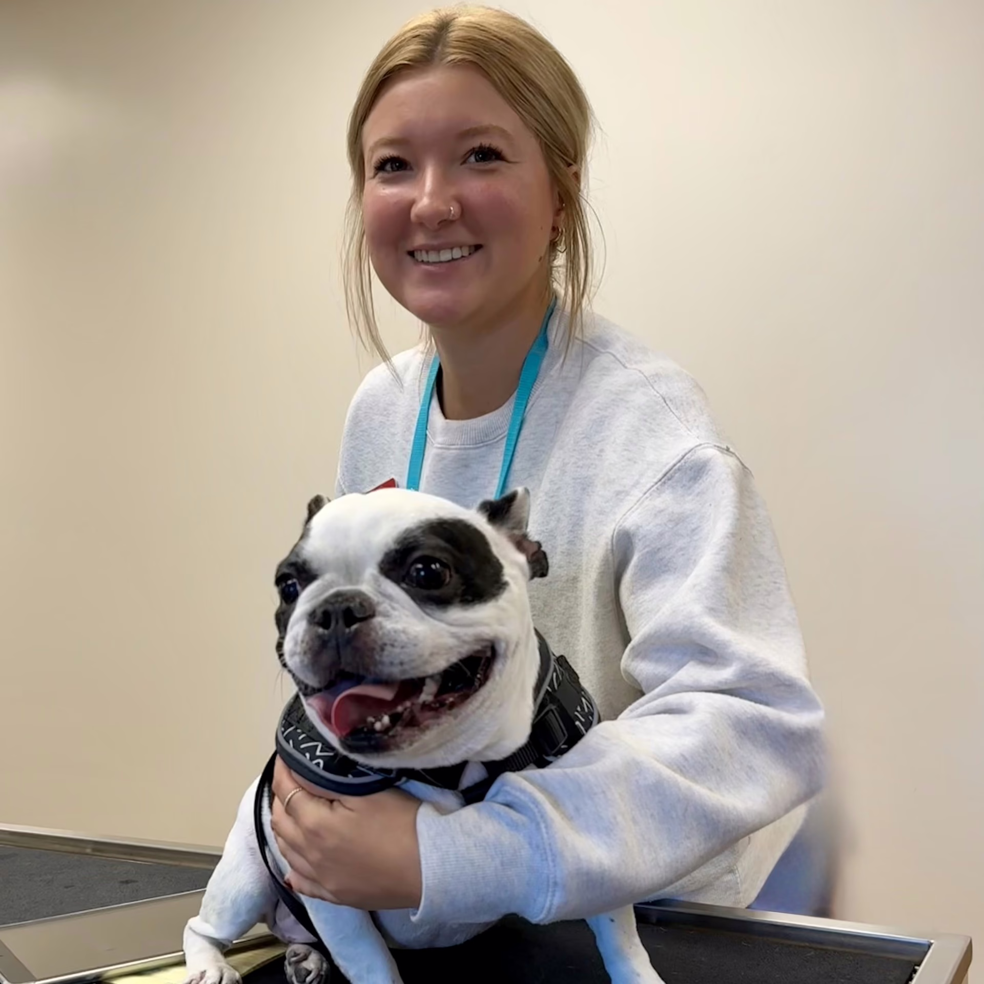 Staff with dog